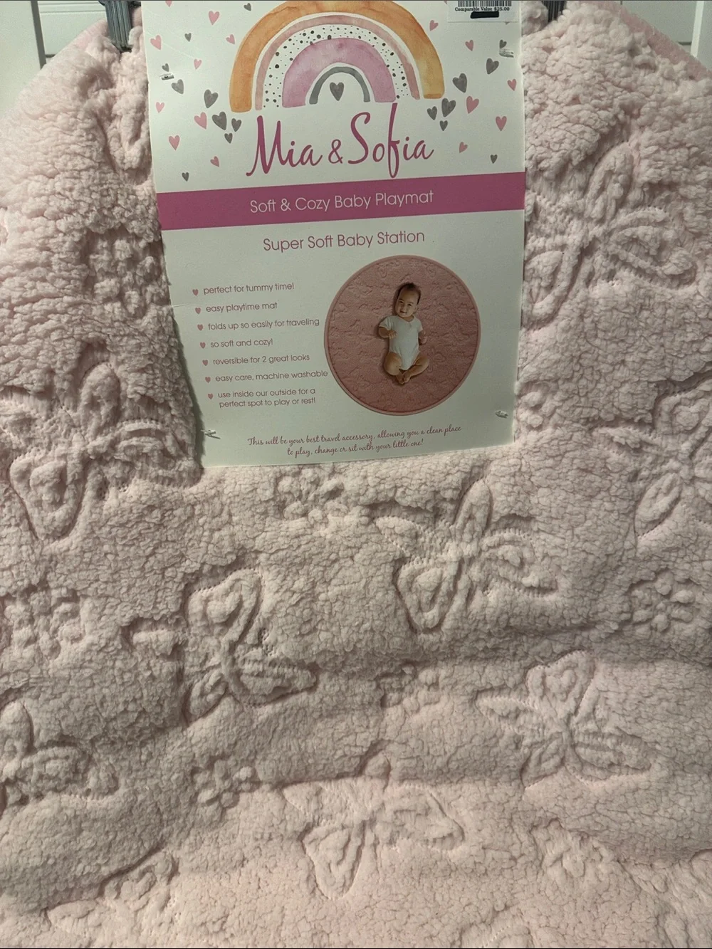 Baby Gear Pink Plush Butterfly Playmat